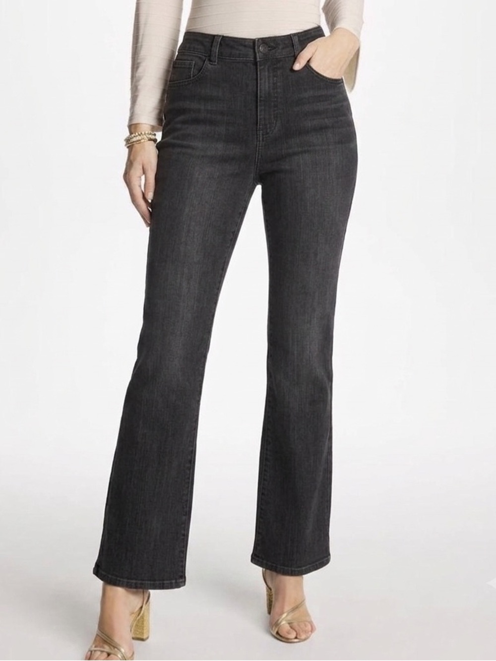 Chicos Bootcut Jeans Platinum Denim Charcoal Wash Chicos Sz 0.5 US 29 NWT